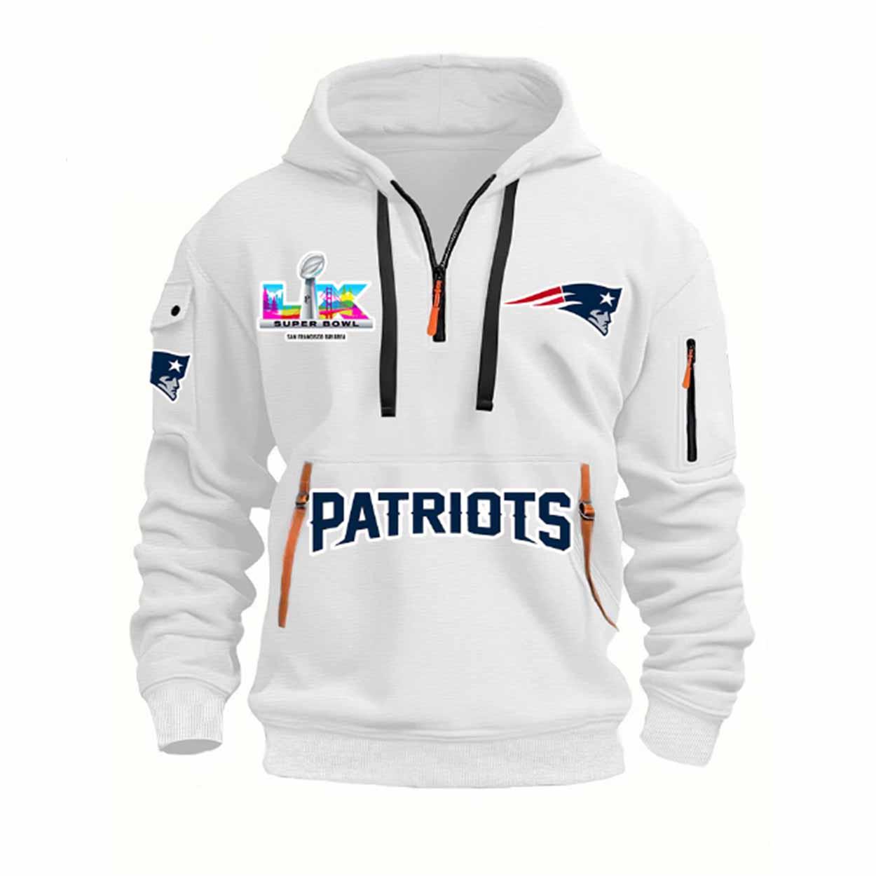 Patriots Bowl LX 2026 Quarter Zip Hoodie Patriots Bowl LX 2026 Quarter Zip Hoodie