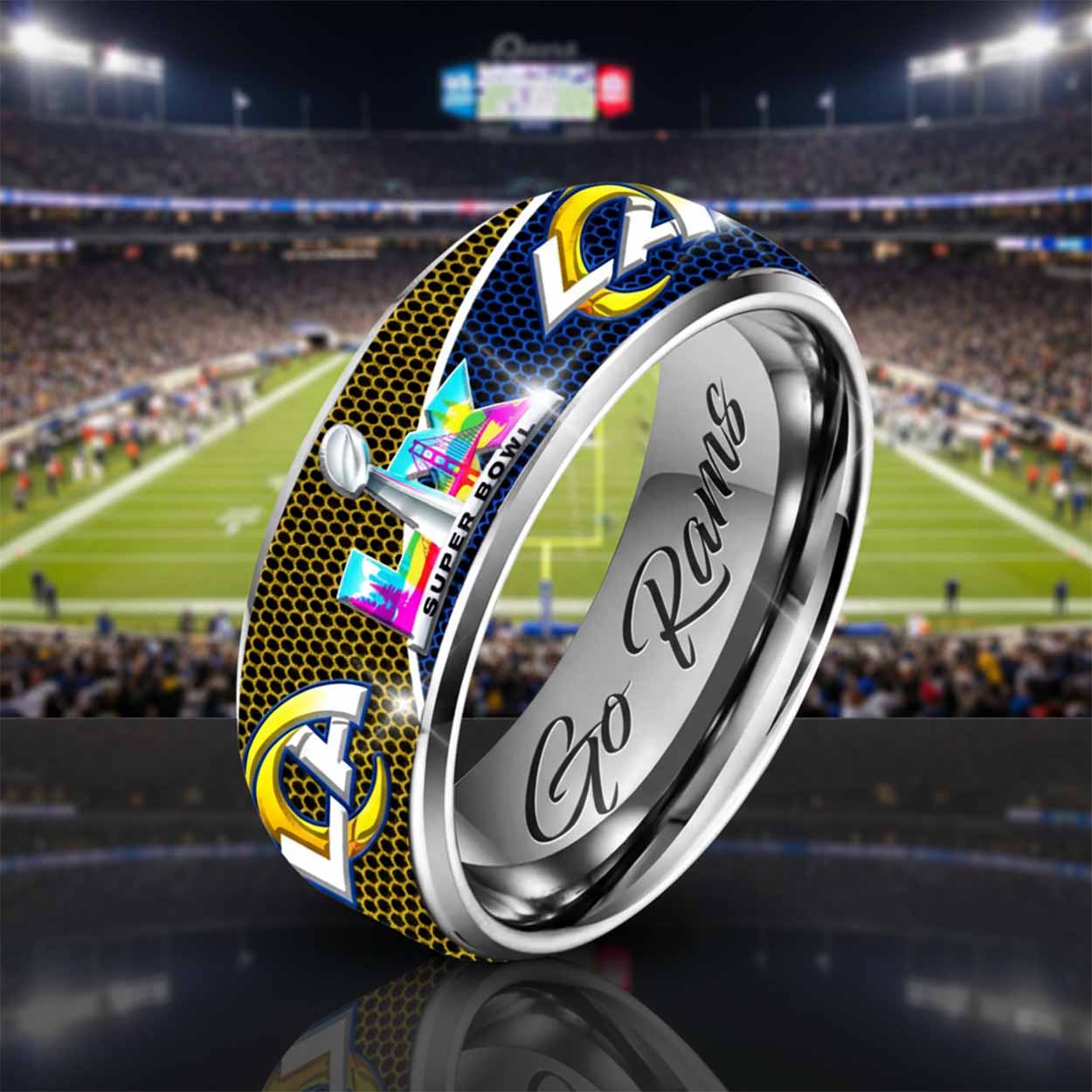 Rams Bowl LX 2026 Tungsten Ring Rams Bowl LX 2026 Tungsten Ring