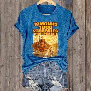 Retro Walk For Peace 19 Monks 1 Dog 2300 Miles For Peace Print T-Shirt 2 Retro Walk For Peace 19 Monks 1 Dog 2300 Miles For Peace Print T Shirt