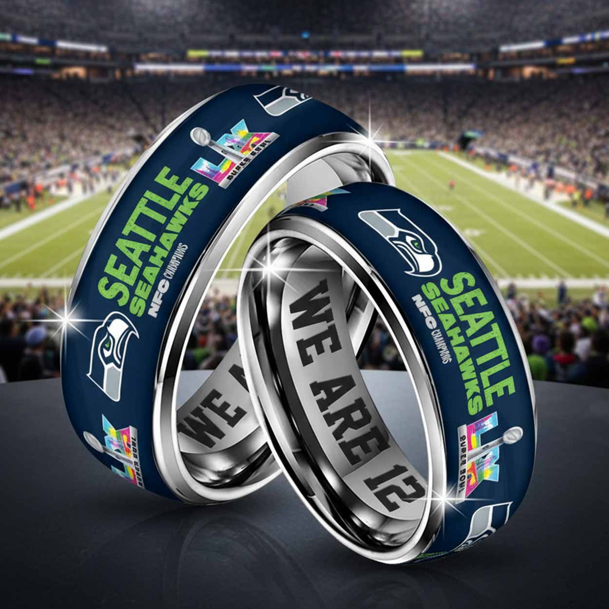 Seahawks 2026 Bowl LX Silver Tungsten Ring Seahawks 2026 Bowl LX Silver Tungsten Ring