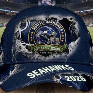 Seahawks 50th Anniversary 1976 2026 Classic Cap Seahawks 50th Anniversary 1976 2026 Classic Cap