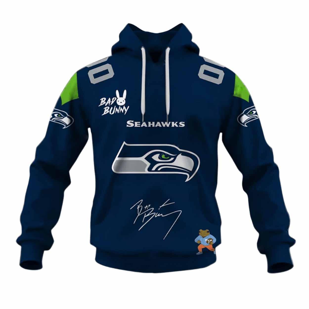 Seahawks Bad Bunny Bowl LX 2026 Personalized Hoodie Seahawks Bad Bunny Bowl LX 2026 Personalized Hoodie