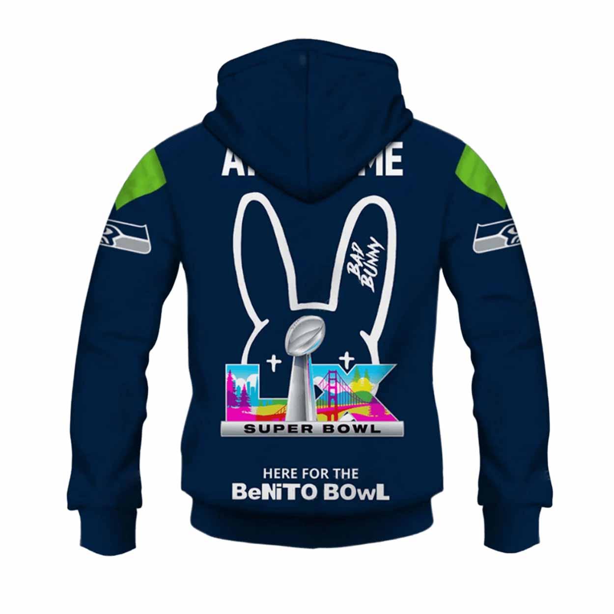 Seahawks Bad Bunny Bowl LX 2026 Personalized Hoodie Seahawks Bad Bunny Bowl LX 2026 Personalized Hoodie