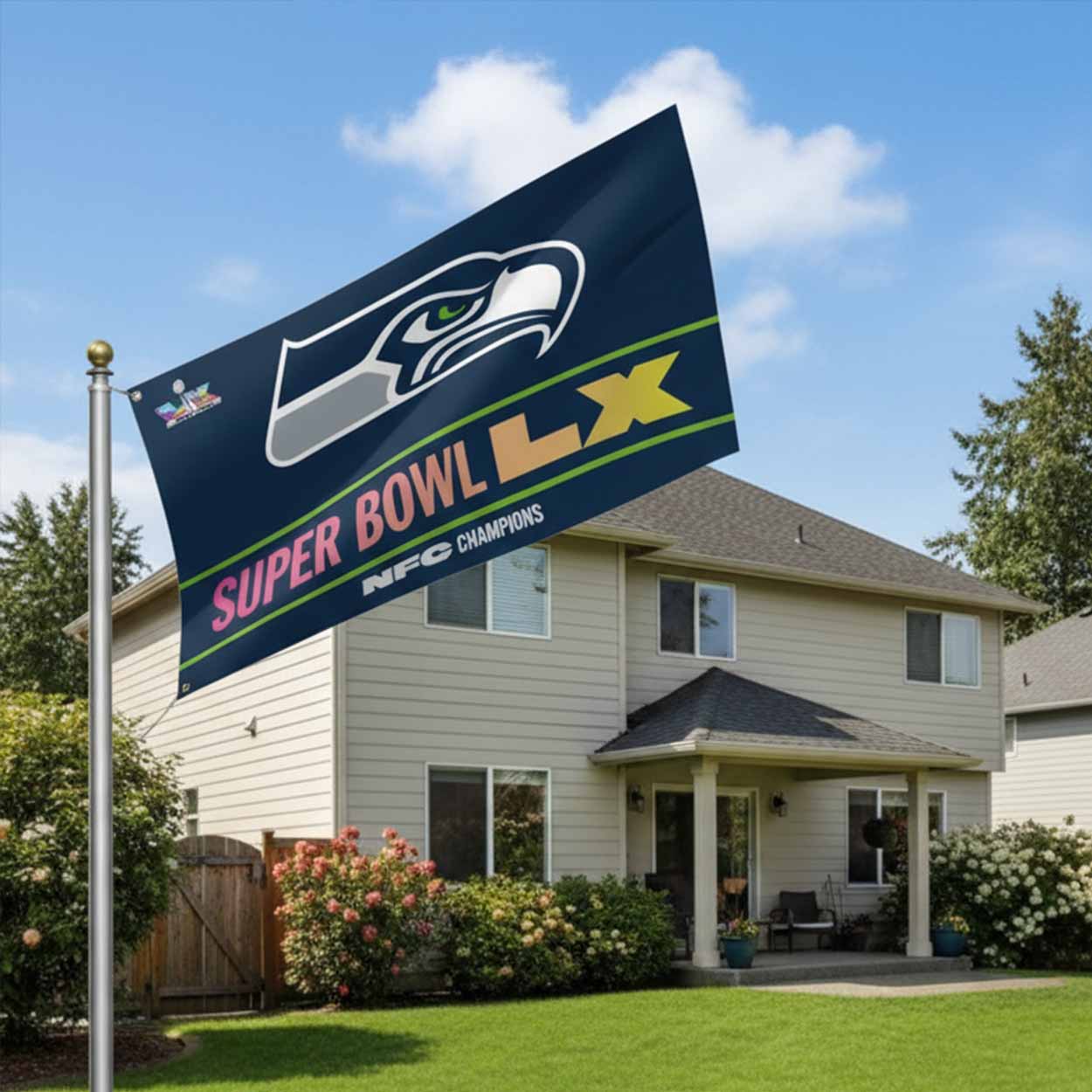 Seahawks Bowl LX Champions 2026 Flag Seahawks Bowl LX Champions 2026 Flag