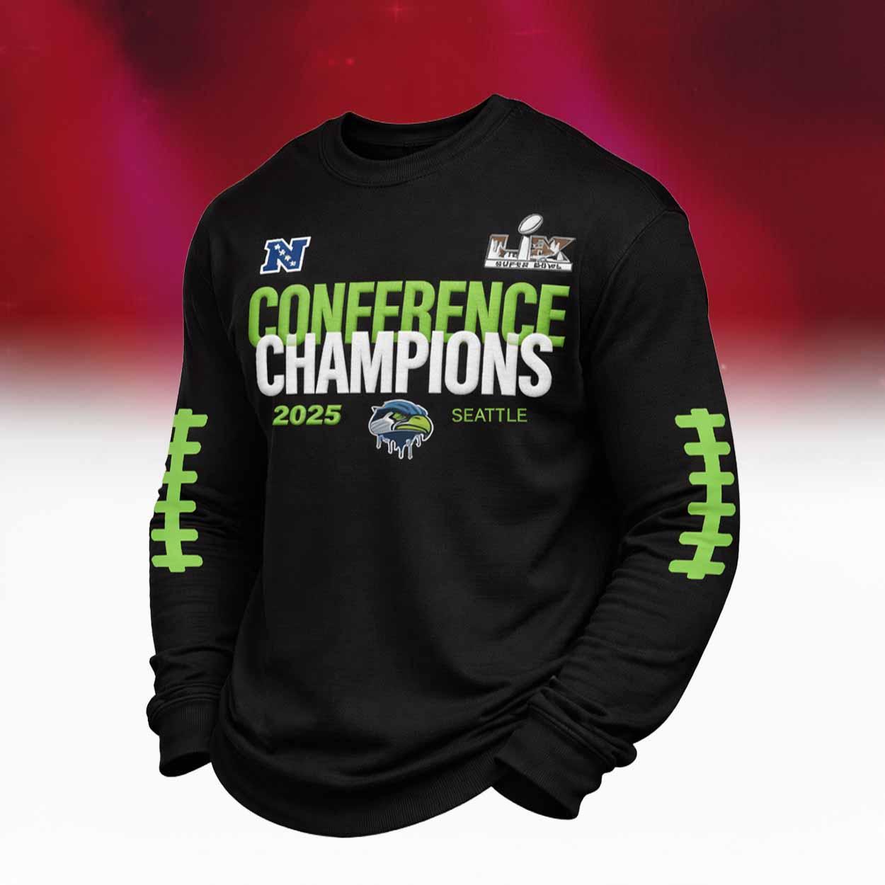 Seahawks Conference Champions 2025 Waffle Sweatshirt Seahawks Conference Champions 2025 Waffle Sweatshirt