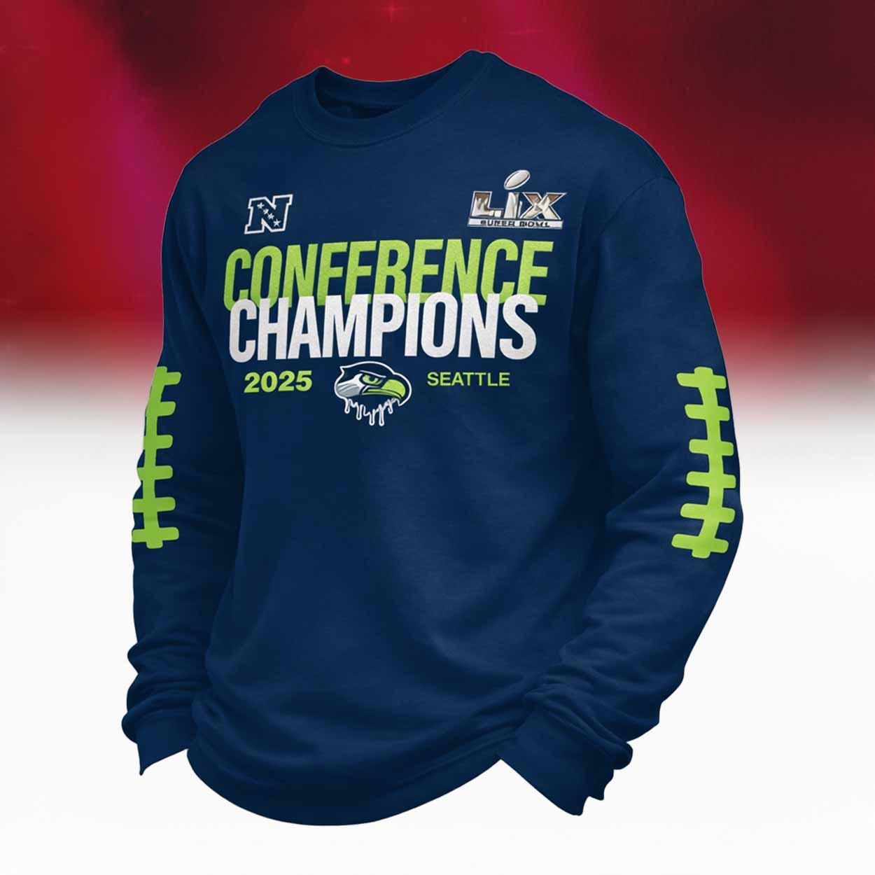 Seahawks Conference Champions 2025 Waffle Sweatshirt Seahawks Conference Champions 2025 Waffle Sweatshirt