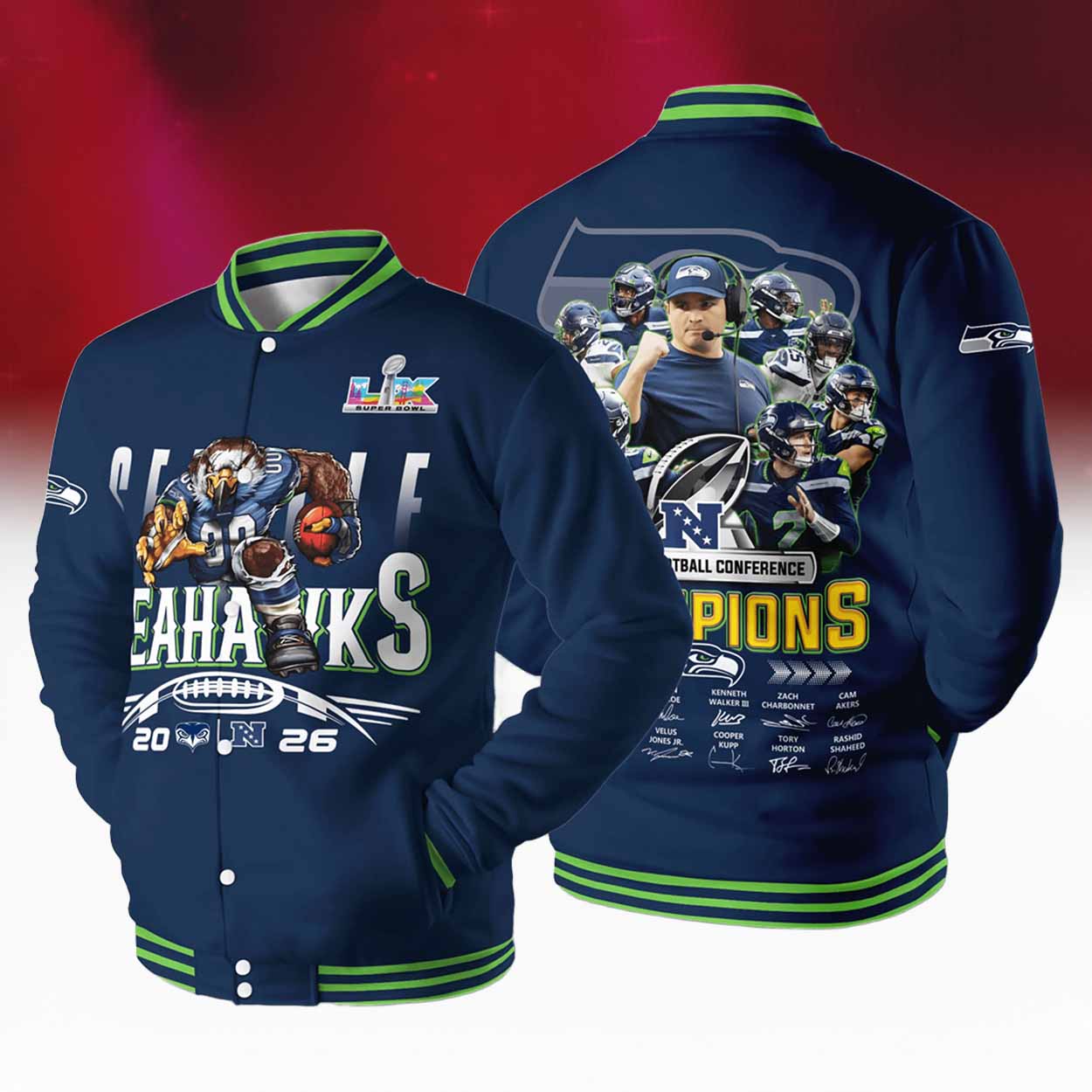 Seahawks NFC Championship 2026 Baseball Jacket Seahawks NFC Championship 2026 Baseball Jacket