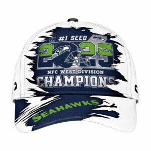 Seahawks No 1 Seed NFC West Division Champions 2025 Classic Cap Seahawks No 1 Seed NFC West Division Champions 2025 Classic Cap