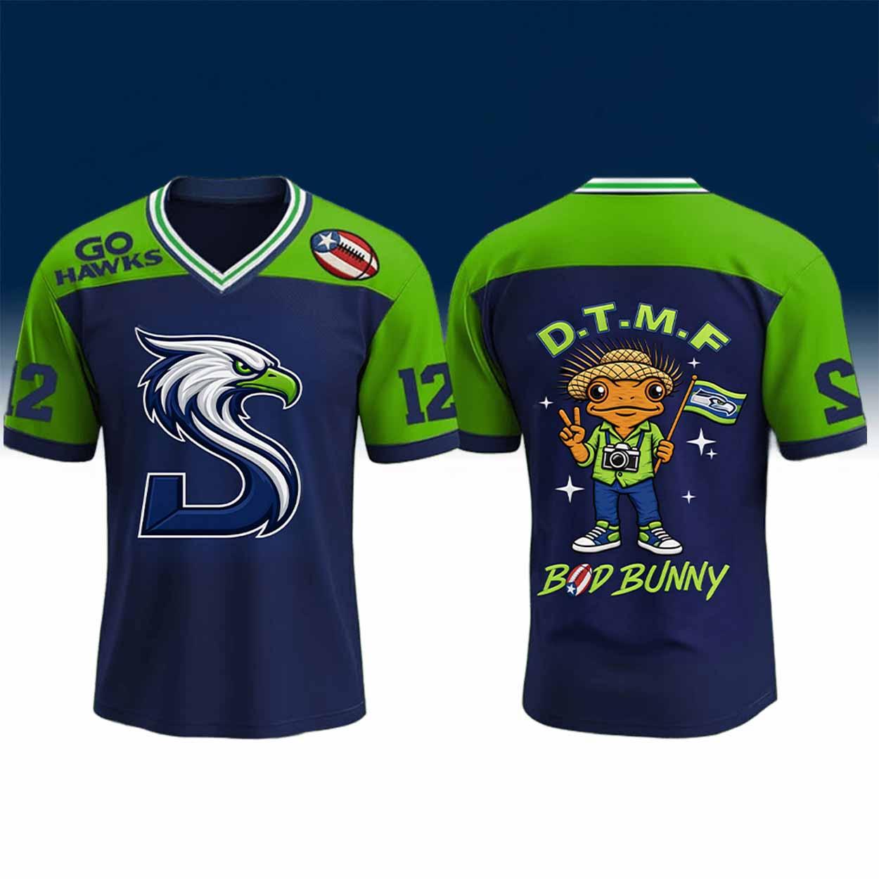 Seahawks x Bad Bunny Concho Football Jersey Seahawks x Bad Bunny Concho Football Jersey