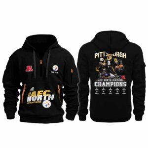 Steelers AFC North Division Champions 2025 Quarter Zip Hoodie
