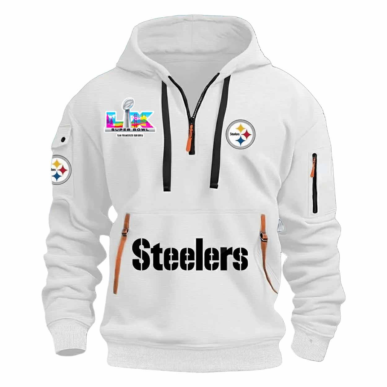 Steelers Bowl LX 2026 Quarter Zip Hoodie Steelers Bowl LX 2026 Quarter Zip Hoodie