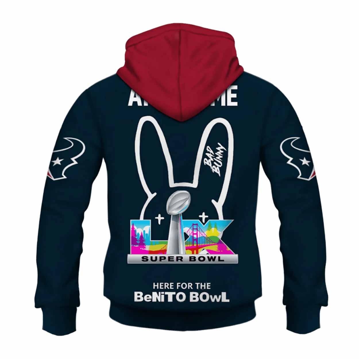 Texans Bad Bunny Bowl LX 2026 Personalized Hoodie Texans Bad Bunny Bowl LX 2026 Personalized Hoodie