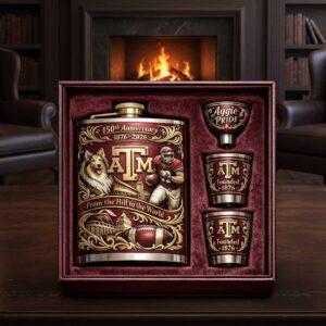 Texas Aggies 150th Anniversary 1876-2026 Flask Gift Set Texas Aggies 150th Anniversary 1876-2026 Flask Gift Set