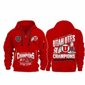 Utah Utes Las Vegas Bowl Champions 2025 Quarter Zip Hoodie