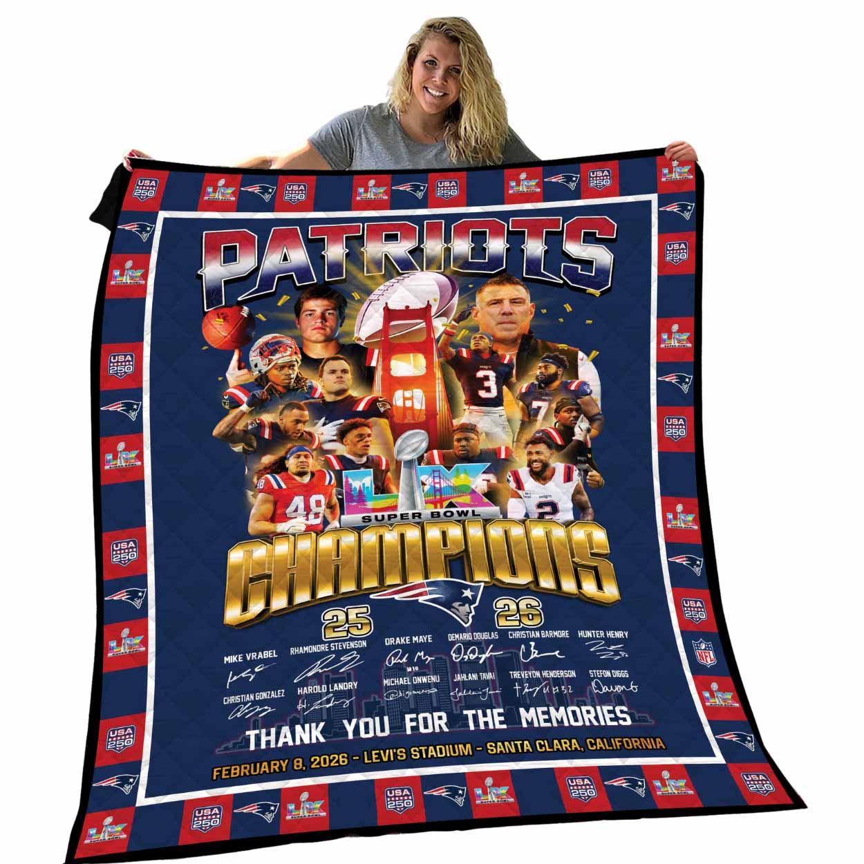 2026 Patriots Bowl LX Champions Blanket 2026 Patriots Bowl LX Champions Blanket
