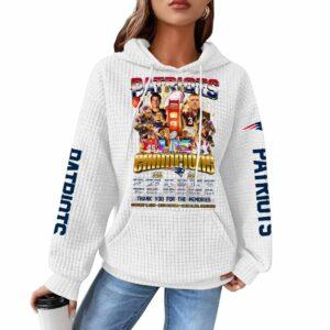 2026 Patriots Bowl LX Champions Thank You Memories Waffle Hoodie 2026 Patriots Bowl LX Champions Thank You Memories Waffle Hoodie
