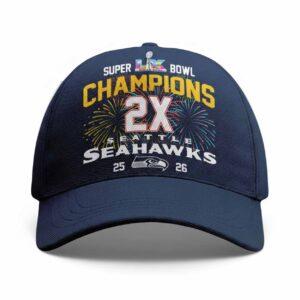 2026 Seahawks 2X Bowl LX Champions Hat