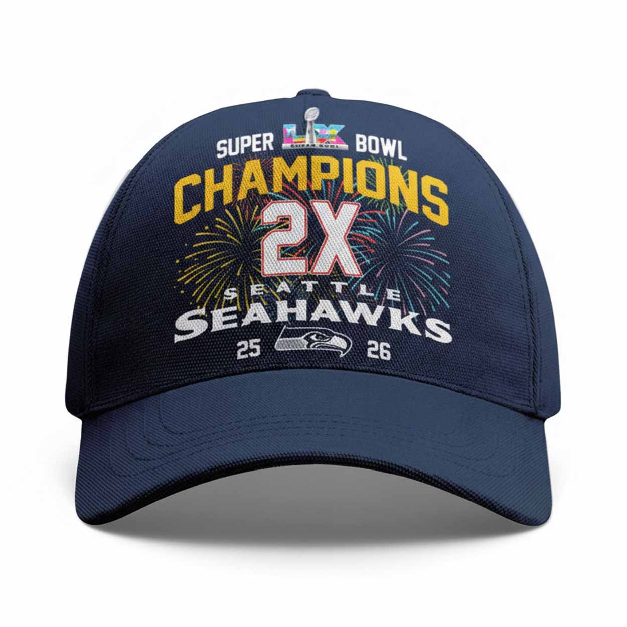 2026 Seahawks 2X Bowl LX Champions Hat 2026 Seahawks 2X Bowl LX Champions Hat