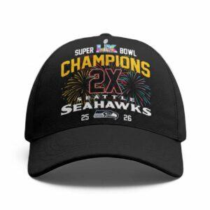 2026 Seahawks 2X Bowl LX Champions Hat 2 2026 Seahawks 2X Bowl LX Champions Hat