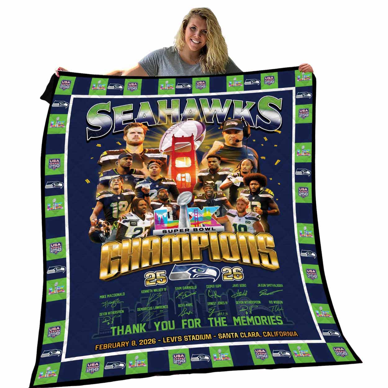 2026 Seahawks Bowl LX Champions Blanket 2026 Seahawks Bowl LX Champions Blanket