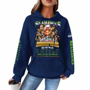 2026 Seahawks Bowl LX Champions Thank You Memories Waffle Hoodie 2 2026 Seahawks Bowl LX Champions Thank You Memories Waffle Hoodie