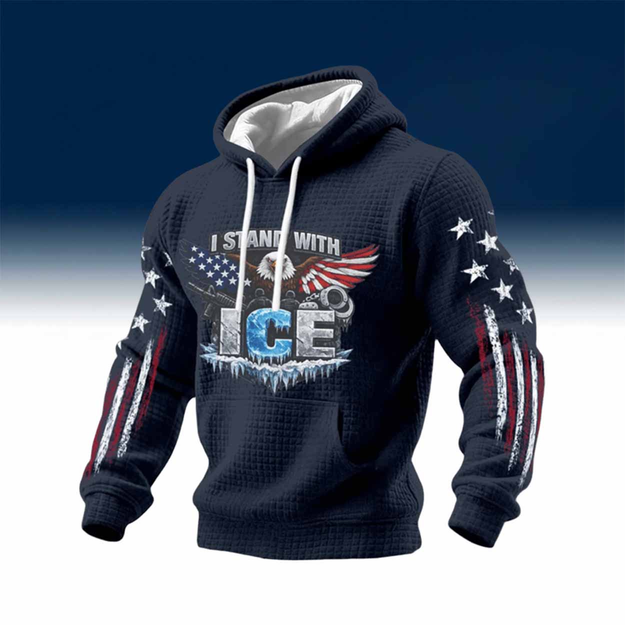 I Stand With ICE Waffle Hoodie I Stand With ICE Waffle Hoodie