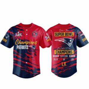 Patriots Seven Time Bowl LX Champions Jersey