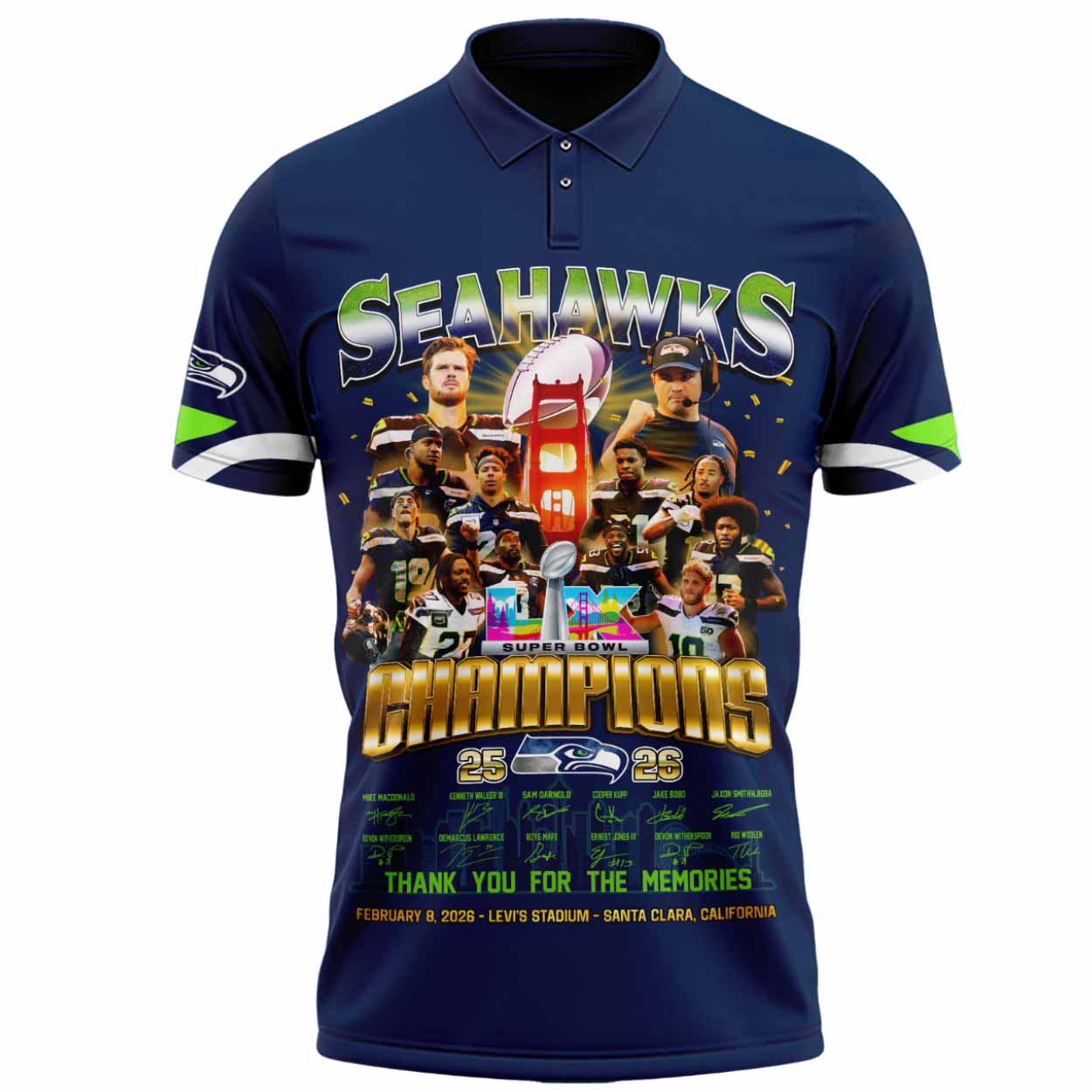 Seahawks Bowl LX Champions 2026 Polo Shirt Seahawks Bowl LX Champions 2026 Polo Shirt