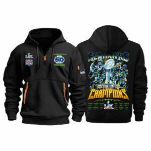 Seahawks USA 250 Bowl LX Champions Quarter Zip Hoodie
