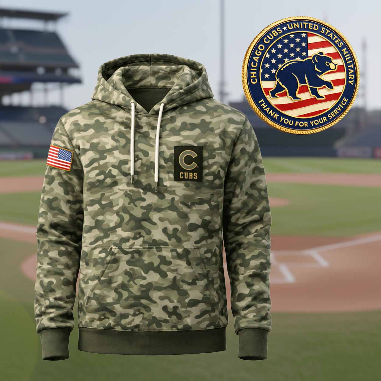 2026 Cubs Armed Forces Appreciation Giveaway Hoodie 2026 Cubs Armed Forces Appreciation Giveaway Hoodie