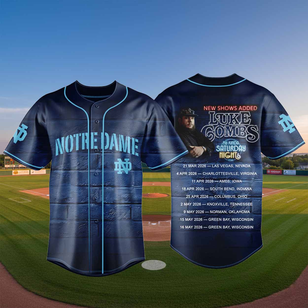 Notre Dame Luke Combs 2026 Baseball Jersey Notre Dame Luke Combs 2026 Baseball Jersey