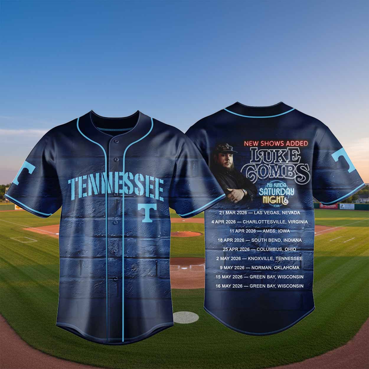 Tennessee Luke Combs 2026 Baseball Jersey Tennessee Luke Combs 2026 Baseball Jersey