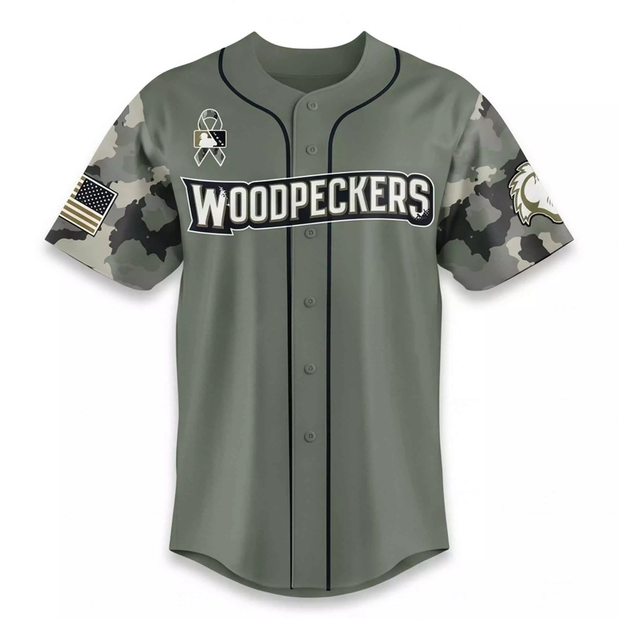 Fayetteville Woodpeckers Military Appreciation Night 2026 Jersey- Custom Camo Jersey Fayetteville Woodpeckers Military Appreciation Night 2026 Jersey- Custom Camo Jersey