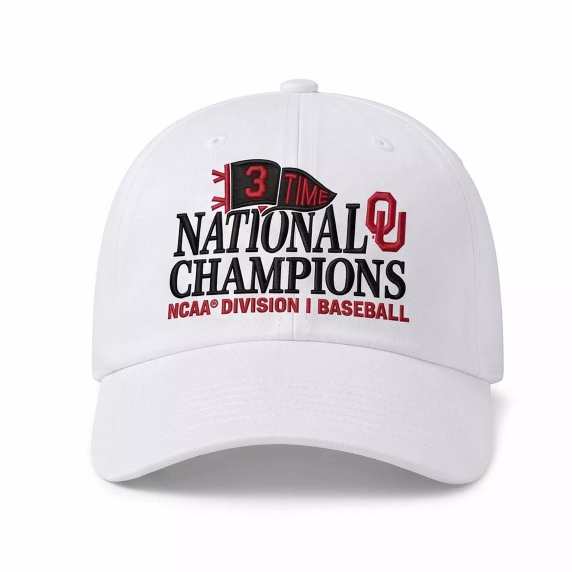 Oklahoma Sooners 3-Time National Champions Baseball Hat Oklahoma Sooners 3-Time National Champions Baseball Hat