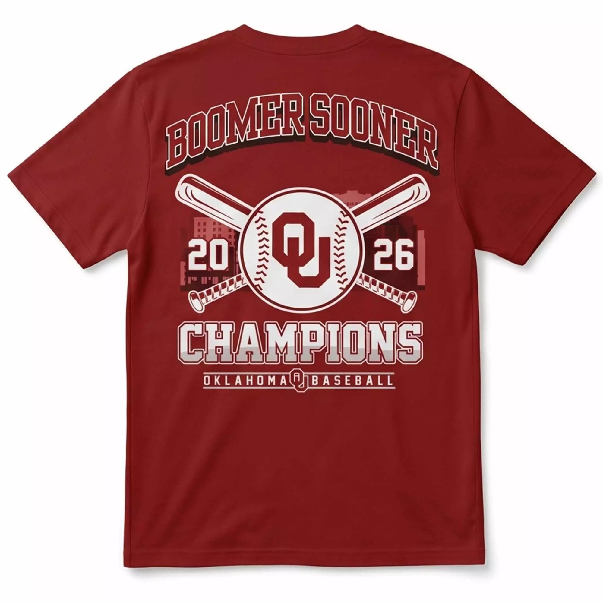 Oklahoma Sooners Crimson 2026 Division I Baseball National Champions Locker Room Shirt Oklahoma Sooners Crimson 2026 Division I Baseball National Champions Locker Room Shirt