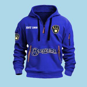 2026 Milwaukee Brewers Est 1969 Quarter Zip Hoodie 2 2026 Milwaukee Brewers Est 1969 Quarter Zip Hoodie2