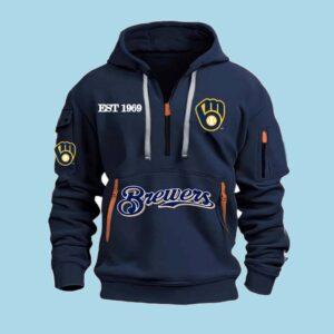 2026 Milwaukee Brewers Est 1969 Quarter Zip Hoodie 1 2026 Milwaukee Brewers Est 1969 Quarter Zip Hoodie5