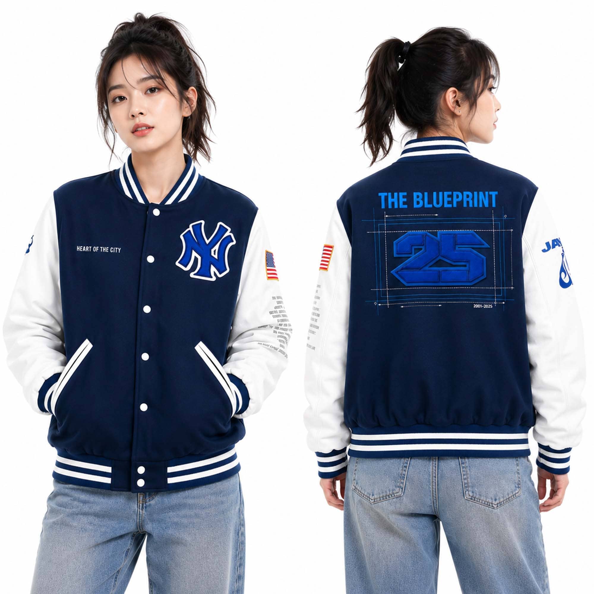 Breanna Stewart Yankees Jay-Z The Blueprint 25 Varsity Jacket Breanna Stewart Yankees Jay-Z The Blueprint 25 Varsity Jacket