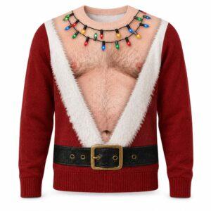 2026 Santa Hairy Chest Christmas Ugly Sweater
