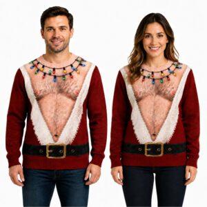 2026 Santa Hairy Chest Christmas Ugly Sweater32