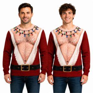 2026 Santa Hairy Chest Christmas Ugly Sweater5